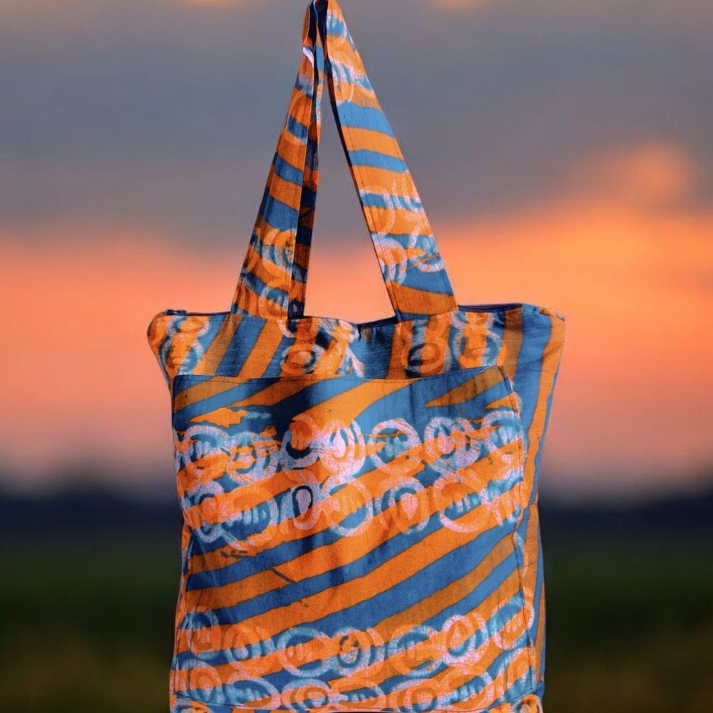 Vibrant Striped Tote Bag - Picture 5 of 5